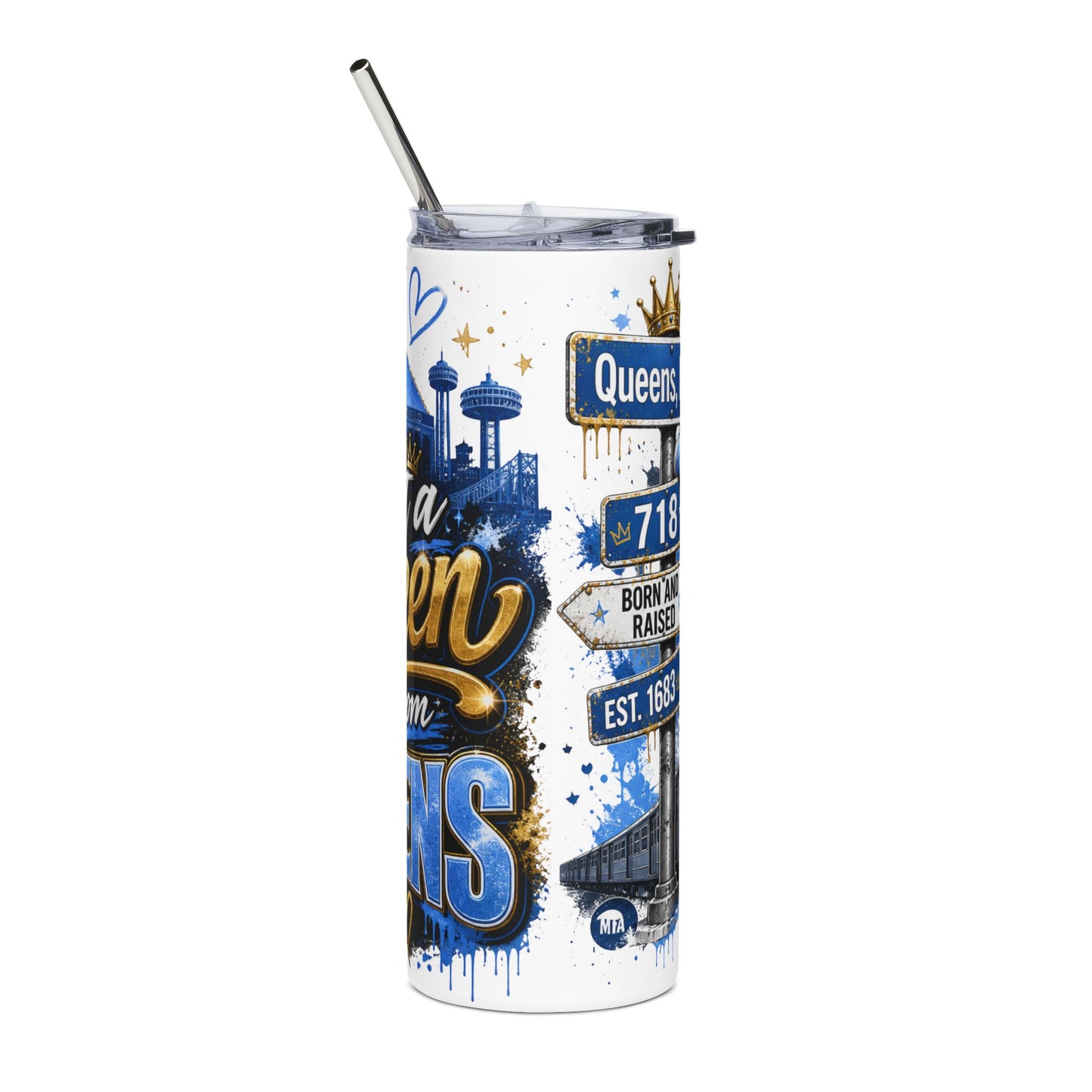 Queens Crown in Tumbler — 20oz Stainless Steel 'Queens, NY' Urban Queen Travel Mug