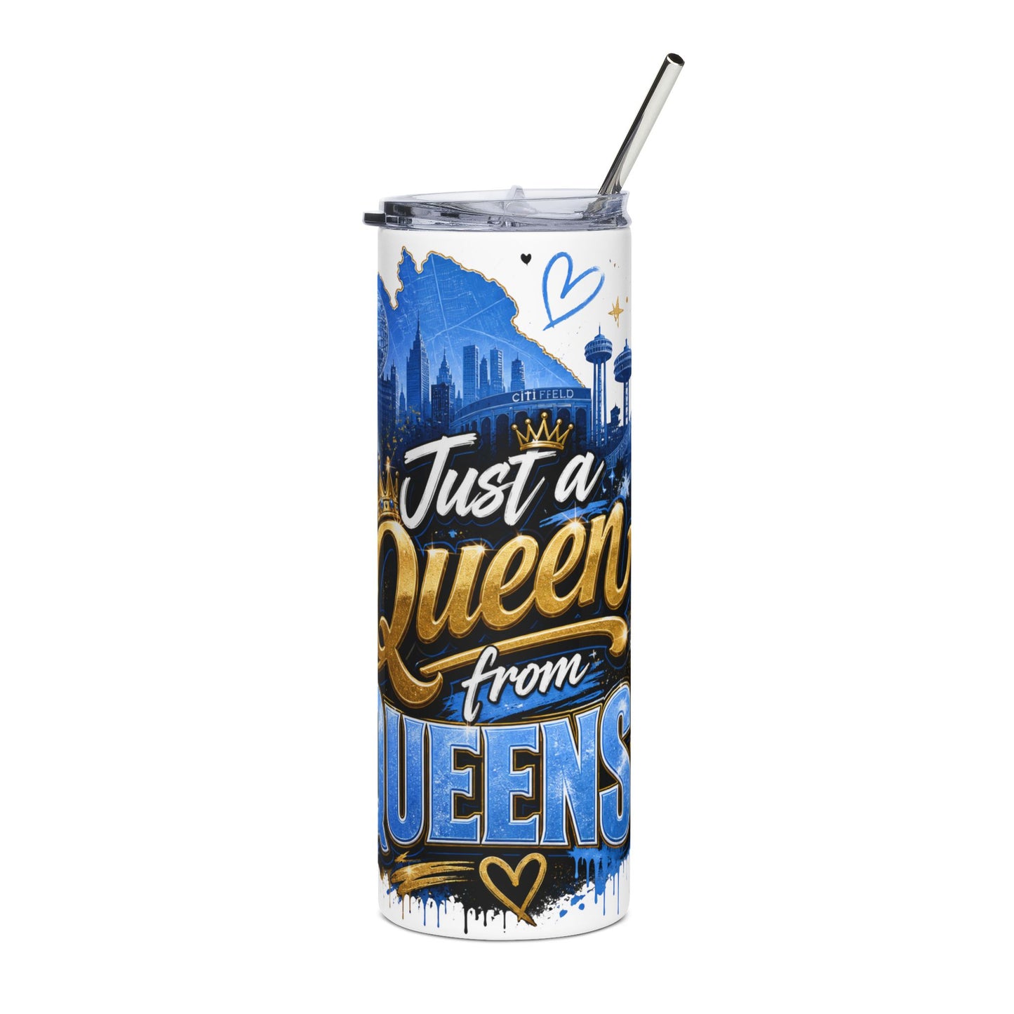 Queens Crown in Tumbler — 20oz Stainless Steel 'Queens, NY' Urban Queen Travel Mug