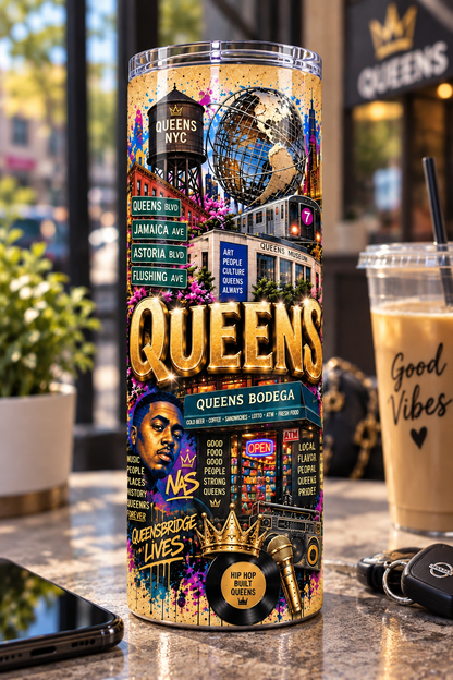 Queens Rep Yo' City 20 oz Tumbler | Insulated Travel Tumbler