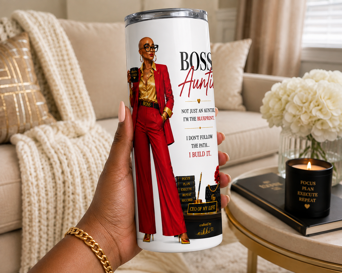 Boss Auntie Tumbler – 20oz Red & Gold CEO Gift for Women | Crafted By Nikki