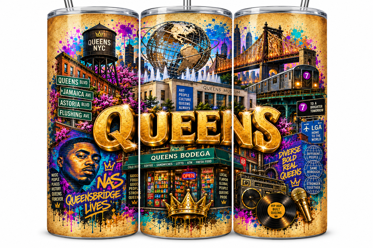 Queens Rep Yo' City 20 oz Tumbler | Insulated Travel Tumbler