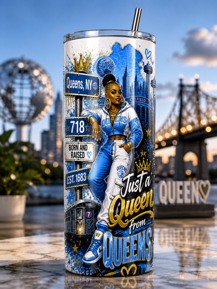 Queens Crown in Tumbler — 20oz Stainless Steel 'Queens, NY' Urban Queen Travel Mug