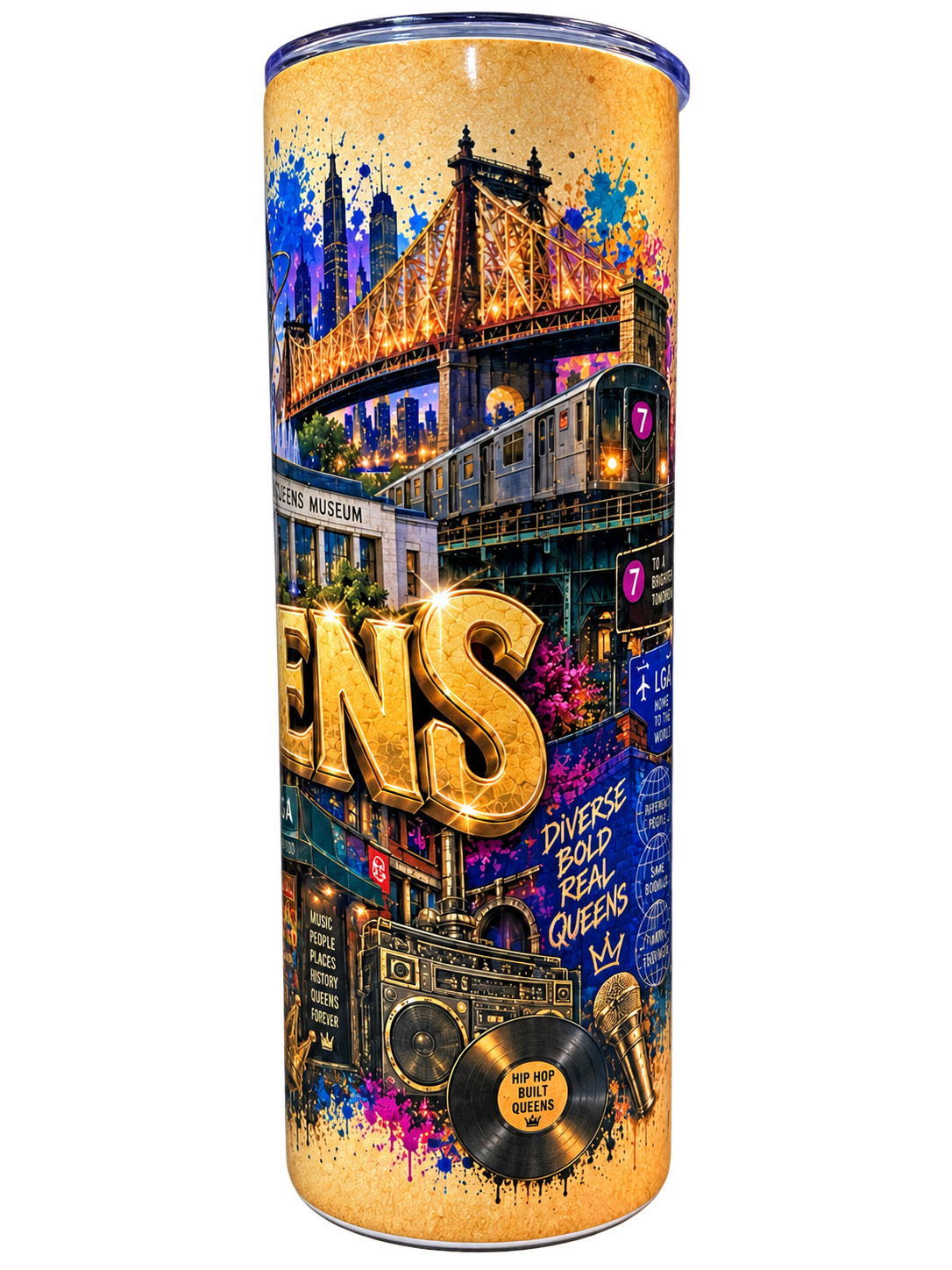 Queens Rep Yo' City 20 oz Tumbler | Insulated Travel Tumbler